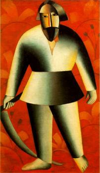 Kazimir Malevich : Reaper on Red Background